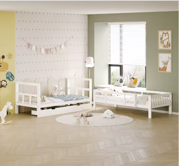 Kinderstapelbed met Ladder en Uittrekbare Slaapbank – 2 Persoons, 90x200 cm