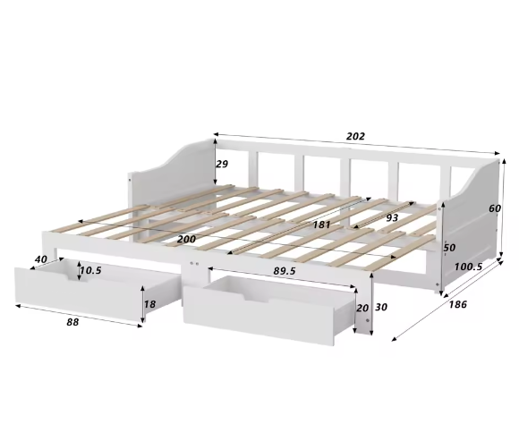 Kinderstapelbed met Ladder en Uittrekbare Slaapbank – 2 Persoons, 90x200 cm