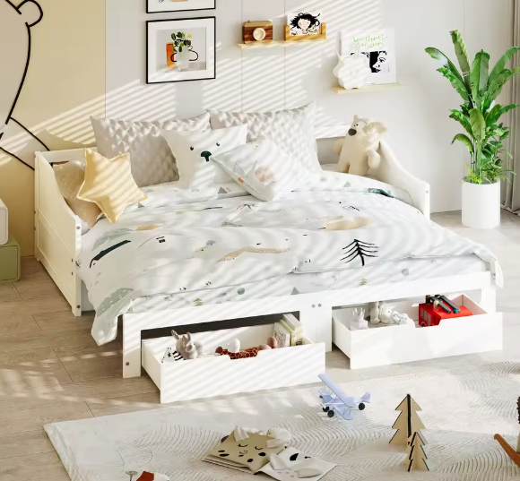 Kinderstapelbed met Ladder en Uittrekbare Slaapbank – 2 Persoons, 90x200 cm