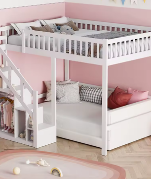 Houten Kinderbed 90×200 cm met Opbergtrap en Valbeveiliging