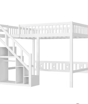 Houten Kinderbed 90×200 cm met Opbergtrap en Valbeveiliging