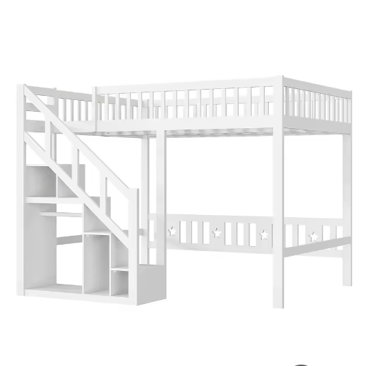 Houten Kinderbed 90×200 cm met Opbergtrap en Valbeveiliging