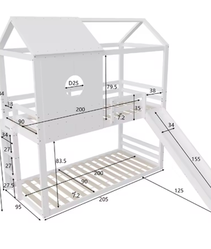 Houten Kinderbed 90×200 cm met Opbergtrap en Valbeveiliging