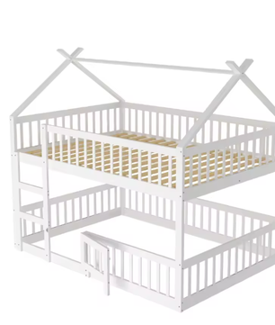 Stapelbed 140x200 cm met trap en deur, huisbedframe