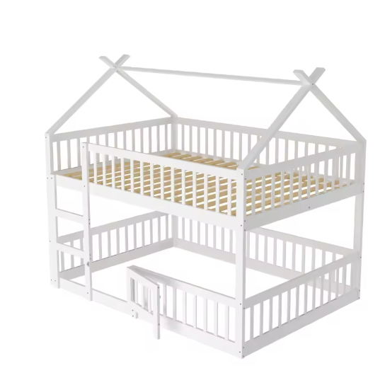 Stapelbed 140x200 cm met trap en deur, huisbedframe