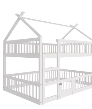 Stapelbed 140x200 cm met trap en deur, huisbedframe