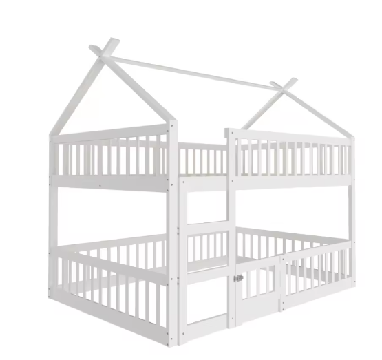 Stapelbed 140x200 cm met trap en deur, huisbedframe