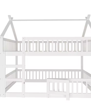 Stapelbed 140x200 cm met trap en deur, huisbedframe