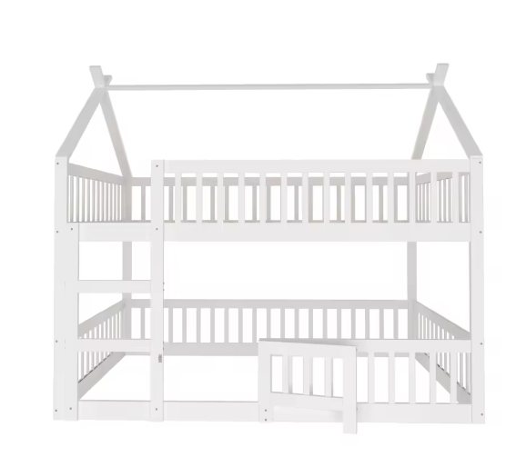 Stapelbed 140x200 cm met trap en deur, huisbedframe