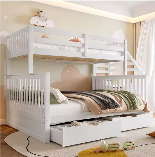 Moderne Stapelbedden 90x200 + 140x200 cm – Lades, Opbergruimte en Kinderbed