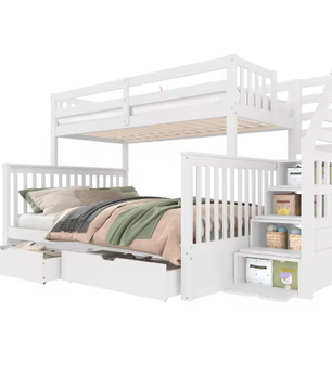 Moderne Stapelbedden 90x200 + 140x200 cm – Lades, Opbergruimte en Kinderbed