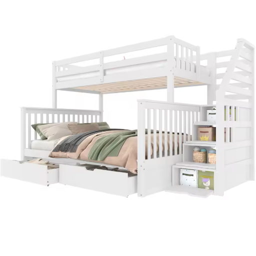 Moderne Stapelbedden 90x200 + 140x200 cm – Lades, Opbergruimte en Kinderbed