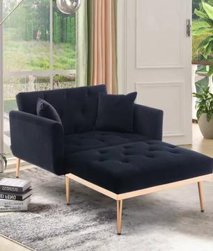Verstelbare Bank-Fauteuil met Omzetbaar Bed – 165×90×77 cm, 3 Standen Rugleuning, Comfortabel en Multifunctioneel
