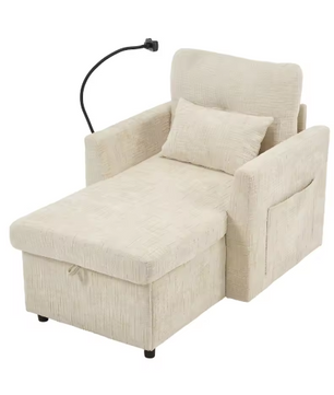 Multifunctionele Loungebank met Opklapbare Rugleuning en Telefoonhouder – Chenille Vrijetijdsstoel voor Woon- en Slaapkamer