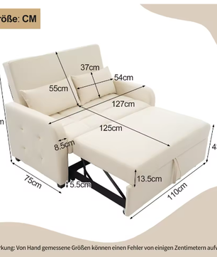 Multifunctionele Opklapbare Slaapbank met Verstelbare Rugleuning – Compact en Ideaal voor Kleine Ruimtes, 180×127 cm