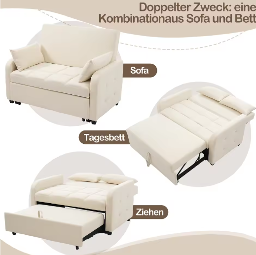 Multifunctionele Opklapbare Slaapbank met Verstelbare Rugleuning – Compact en Ideaal voor Kleine Ruimtes, 180×127 cm