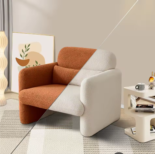 Comfortabele Enkele Fauteuil met Kussen – Zachte Lamswol Relaxstoel voor Woon- en Slaapkamer