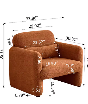 Comfortabele Enkele Fauteuil met Kussen – Zachte Lamswol Relaxstoel voor Woon- en Slaapkamer