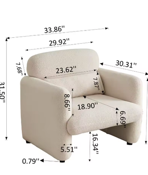 Comfortabele Enkele Fauteuil met Kussen – Zachte Lamswol Relaxstoel voor Woon- en Slaapkamer
