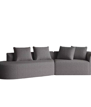 Moderne Chenille Hoekbank 4-Zits – Extra Diepe en Brede Zitting, Gebogen Wolkenbank