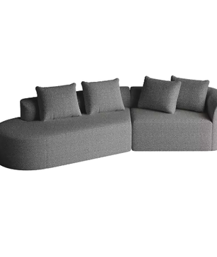 Moderne Chenille Hoekbank 4-Zits – Extra Diepe en Brede Zitting, Gebogen Wolkenbank