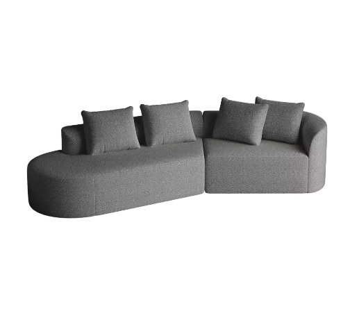 Moderne Chenille Hoekbank 4-Zits – Extra Diepe en Brede Zitting, Gebogen Wolkenbank