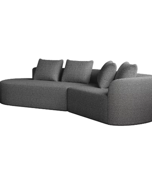 Moderne Chenille Hoekbank 4-Zits – Extra Diepe en Brede Zitting, Gebogen Wolkenbank