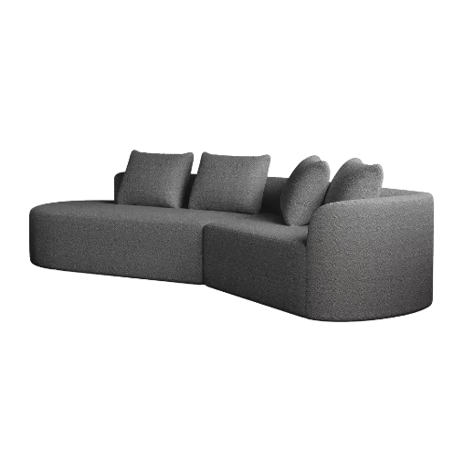 Moderne Chenille Hoekbank 4-Zits – Extra Diepe en Brede Zitting, Gebogen Wolkenbank