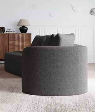 Moderne Chenille Hoekbank 4-Zits – Extra Diepe en Brede Zitting, Gebogen Wolkenbank
