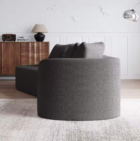 Moderne Chenille Hoekbank 4-Zits – Extra Diepe en Brede Zitting, Gebogen Wolkenbank