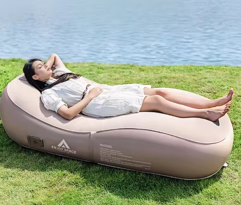 Outdoor Zelfopblazende Lounge Stoel – Draagbare Waterdichte Luchtbank met Elektrische Pomp
