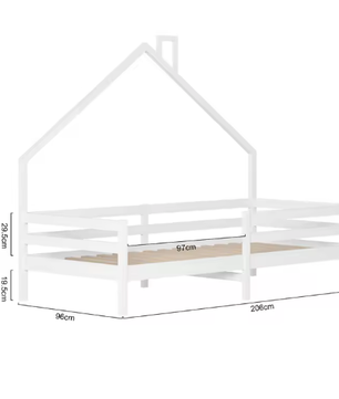 Kinderbed 90×200 cm met Valbeveiliging – Houten Boomhutbed met Lattenbodem