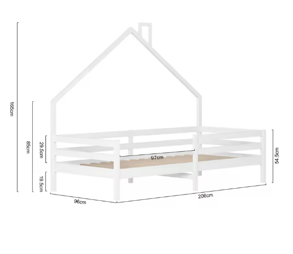 Kinderbed 90×200 cm met Valbeveiliging – Houten Boomhutbed met Lattenbodem
