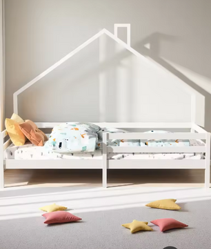 Kinderbed 90×200 cm met Valbeveiliging – Houten Boomhutbed met Lattenbodem