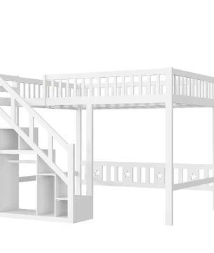 Houten Kinderbed 90×200 cm met Opbergtrap en Valbeveiliging – Massief Eenpersoonsbed