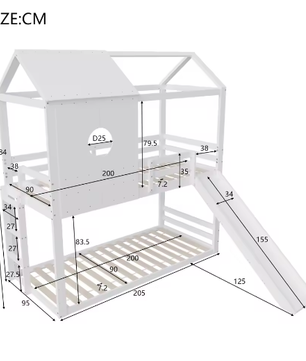 Houten Kinderbed 90×200 cm met Opbergtrap en Valbeveiliging – Massief Eenpersoonsbed