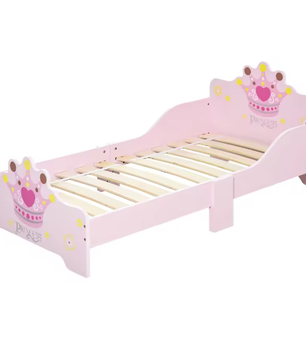 Kinderbed 140×70 cm met Kroonprint – Laag Bedframe met Valrand