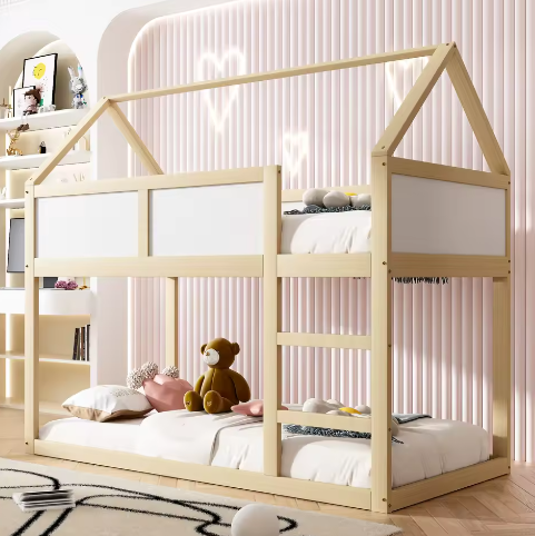 Laag Stapelbed Kinderbed 90×200 cm – Massief Hout met Trap