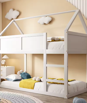 Laag Stapelbed Kinderbed 90×200 cm – Massief Hout met Trap