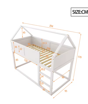 Laag Stapelbed Kinderbed 90×200 cm – Massief Hout met Trap