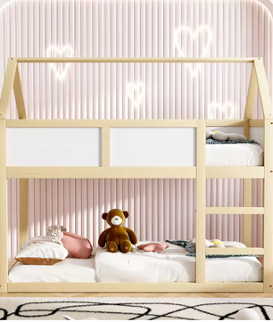 Laag Stapelbed Kinderbed 90×200 cm – Massief Hout met Trap
