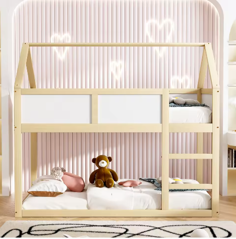 Laag Stapelbed Kinderbed 90×200 cm – Massief Hout met Trap