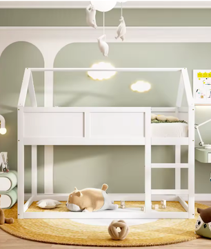 Laag Stapelbed Kinderbed 90×200 cm – Massief Hout met Trap