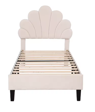 Gestoffeerd Kinder- en Jeugdbed met Bloemhoofdbord – Fluweel Bedframe