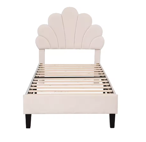 Gestoffeerd Kinder- en Jeugdbed met Bloemhoofdbord – Fluweel Bedframe