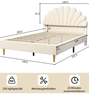 Gestoffeerd Kinder- en Jeugdbed met Bloemhoofdbord – Fluweel Bedframe