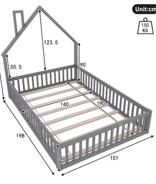 Kindergestoffeerd Bed 140x190 cm – Minimalistisch Open Haard Design