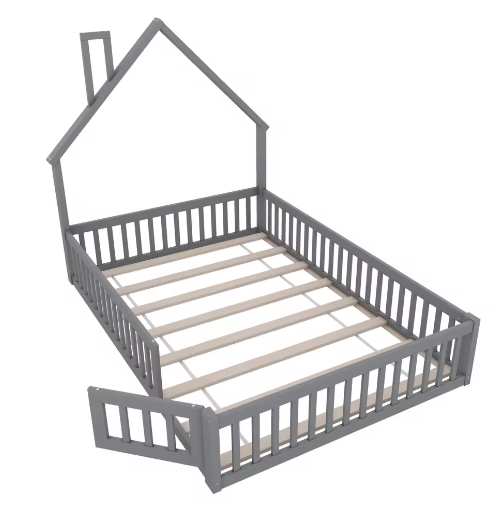 Kindergestoffeerd Bed 140x190 cm – Minimalistisch Open Haard Design