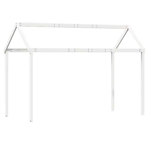 Wit Houten Dak voor Kinderbed – Massief Grenenhout, 207 × 80,5 × 151,5 cm, Speels Hemelframe