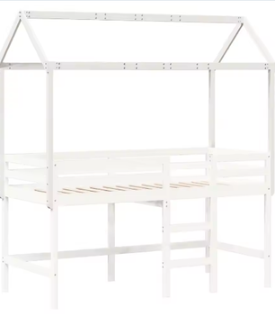 Wit Houten Dak voor Kinderbed – Massief Grenenhout, 207 × 80,5 × 151,5 cm, Speels Hemelframe